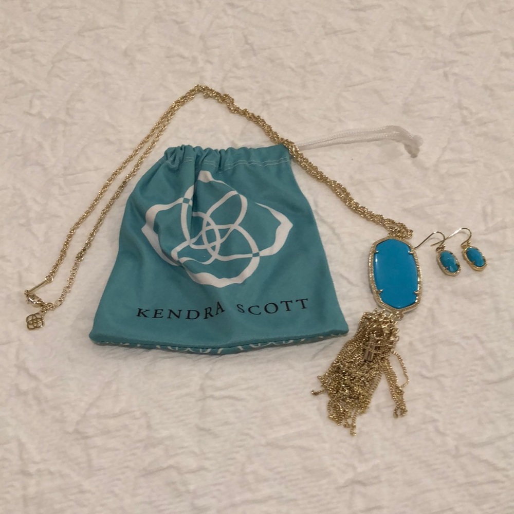 Turquoise Kendra Scott necklace and matching earrings. Great holiday gift! - Picture 1 of 3